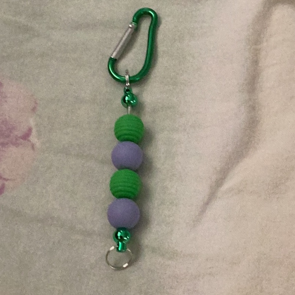 Colorful Beaded Keychain with Carabiner